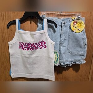 Girl's Size 5 Shirt And Denim Short Set